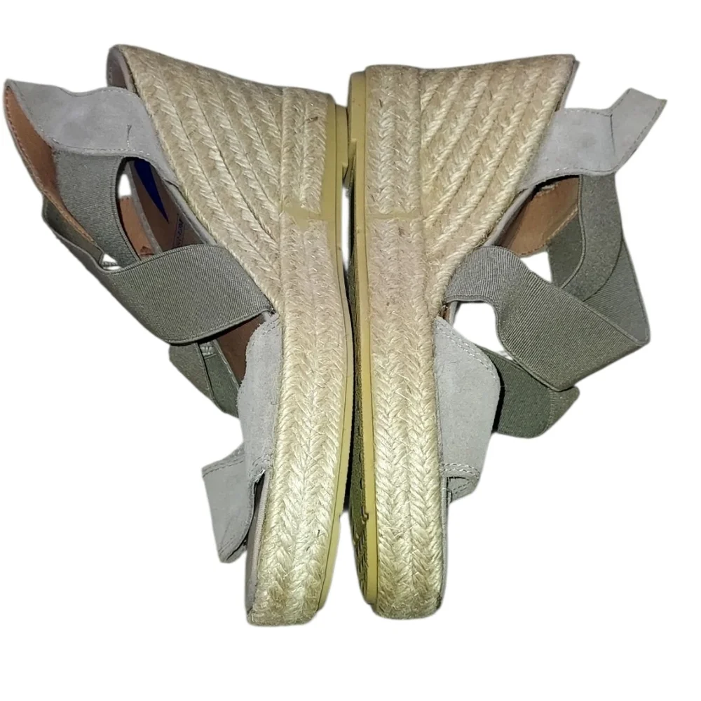 Verbenas Beige Cross Strap Espadrille Wedge Sandals